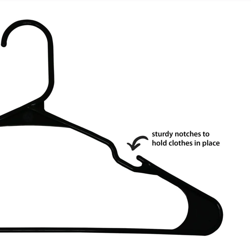 Mainstays Black Plastic Hangers 50pk